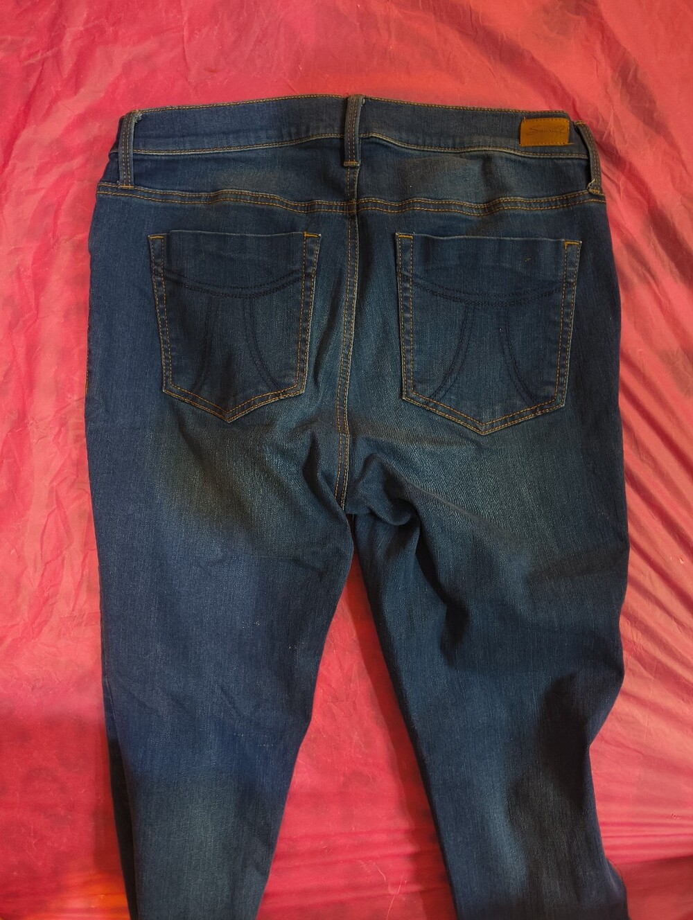 Seven7 Maternity Dark Blue Straight Leg Jeans with Side Button Detail Sz 12 - Picture 2 of 5